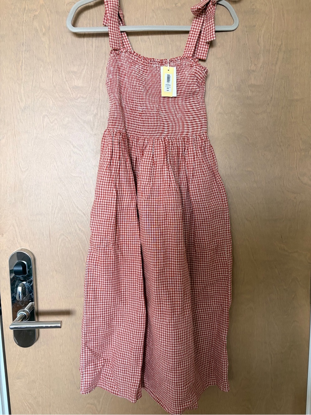 Aritzia Golden Hour Gingham Midi Dress with Tie Straps - Picture 1 of 9